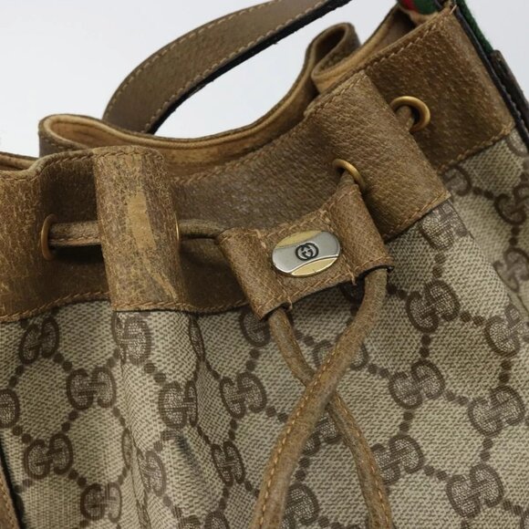 GUCCI GG Supreme Web Sherry Line Shoulder Bag PVC Beige 14 02 034 Auth 143349 - Picture 11 of 15